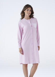 CAMICIA DA NOTTE DONNA MANICA LUNGA APERTA JERSEY IN SCATOLA 