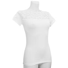 MAGLIA DONNA MEZZA MANICA CON CARRE' IN PIZZO 
