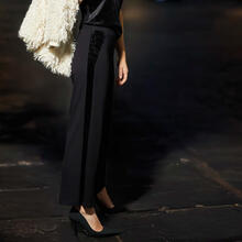 PANTALONE DONNA AMPIO CON BANDA PUNTI LUCE LUREX 