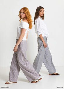 PANTALONE GESSATO VESTIBILITA' AMPIA CHIC 