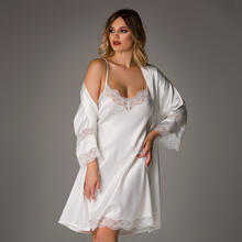 PARURE CAMICIA DA NOTTE+ VESTAGLIA RASO 