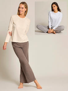 PIGIAMA DONNA MAGLIA INTERLOCK PANTALONE MAGLINA 