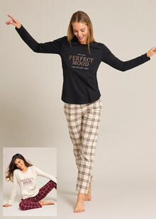PIGIAMA DONNA MAGLIA INTERLOCK PANTALONE MAGLINA 