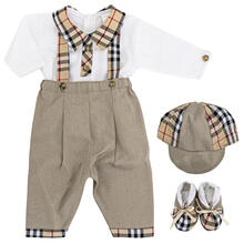 MINISET NEONATO CON SALOPETTE + SCARPETTE E CAPPELLINO 