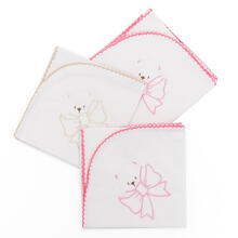 SET 3 QUADRATI DI MUSSOLA IN PERCALLE 100% COTONE 