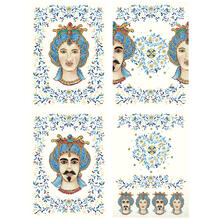 SET 4 ASCIUGAPIATTI TESSUTO CM 50X70 STAMPATI TESTE DI MORO 