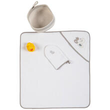 SET 4 PEZZI CON ACCAPPATOIO IN MICROFIBRA MANOPOLA E GIOCHINO 