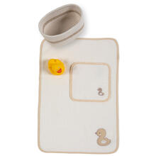 SET 4 PEZZI CON ACCAPPATOIO IN MICROFIBRA MANOPOLA E GIOCHINO 