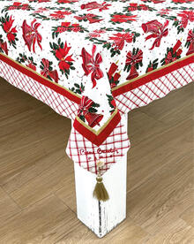 TOVAGLIA NATALE COTONE X 18 CON BORDO E NAPPINE CM 140X360 