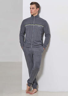 TUTA IN FELPA A COLLO ALTO E FULL ZIP CON POLSINI 
