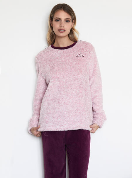 pigiama-donna-coral-sherpa-coral-pantalone