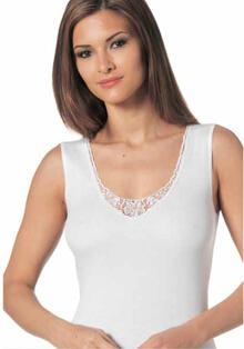 CAMICIOLA DONNA SPALLA LARGA PIZZO MACRAME' 