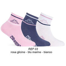 CONFEZIONE 3PZ CALZINO CORTO QUARTER BIMBA CON LOGO KAPPA 