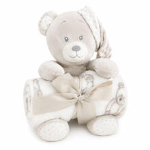 CONFEZIONE REGALO NEONATO COPERTA + PELUCHE 