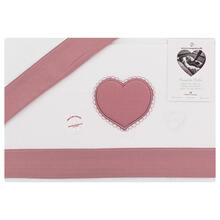 LENZUOLO 3 PZ CULLA RICAMATO CON CUORE RICAMATO 