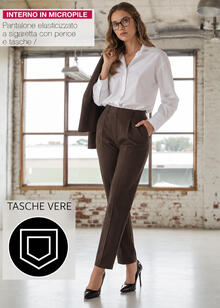 PANTALONE ELASTICIZZATO SIGARETTA CON PENCE E TASCHE 
