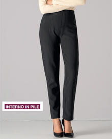 PANTALONE PILE VITA ALTA CON TASCHE DECORATIVE GESSATO 