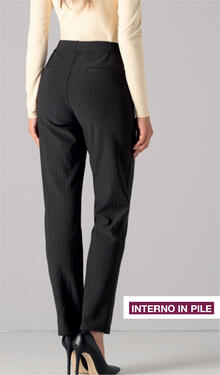 PANTALONE PILE VITA ALTA CON TASCHE DECORATIVE GESSATO 