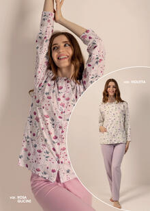 PIGIAMA DONNA LUNGO JERSEY APERTO 