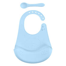 SET BAVETTA CON CUCCHIAINO IN SILICONE 