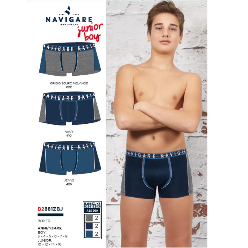 NAVIGARE Boxer Junior Fantasia 3 Pezzi