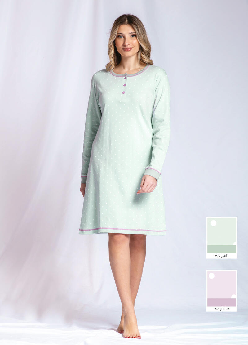 CAMICIA DA NOTTE DONNA MANICA LUNGA INTERLOCK Gruppo Maccarrone Ingrosso Abbilgiamento e Biancheria