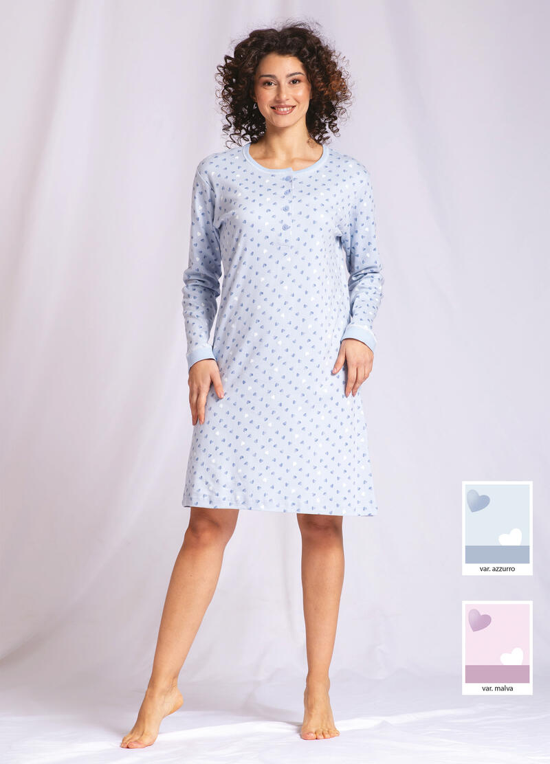CAMICIA DA NOTTE DONNA MANICA LUNGA INTERLOCK Gruppo Maccarrone Ingrosso Abbilgiamento e Biancheria