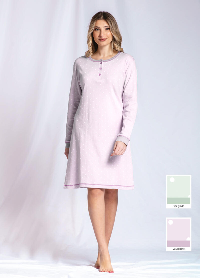 CAMICIA DA NOTTE DONNA MANICA LUNGA INTERLOCK Gruppo Maccarrone Ingrosso Abbilgiamento e Biancheria