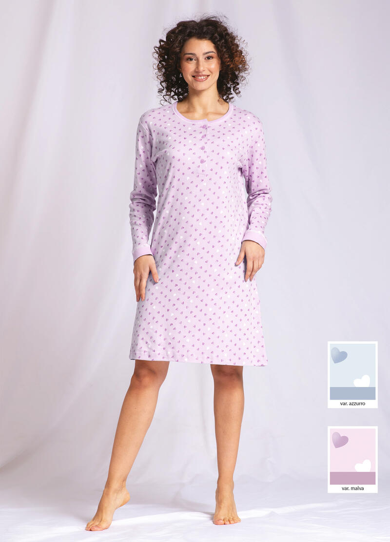 CAMICIA DA NOTTE DONNA MANICA LUNGA INTERLOCK Gruppo Maccarrone Ingrosso Abbilgiamento e Biancheria