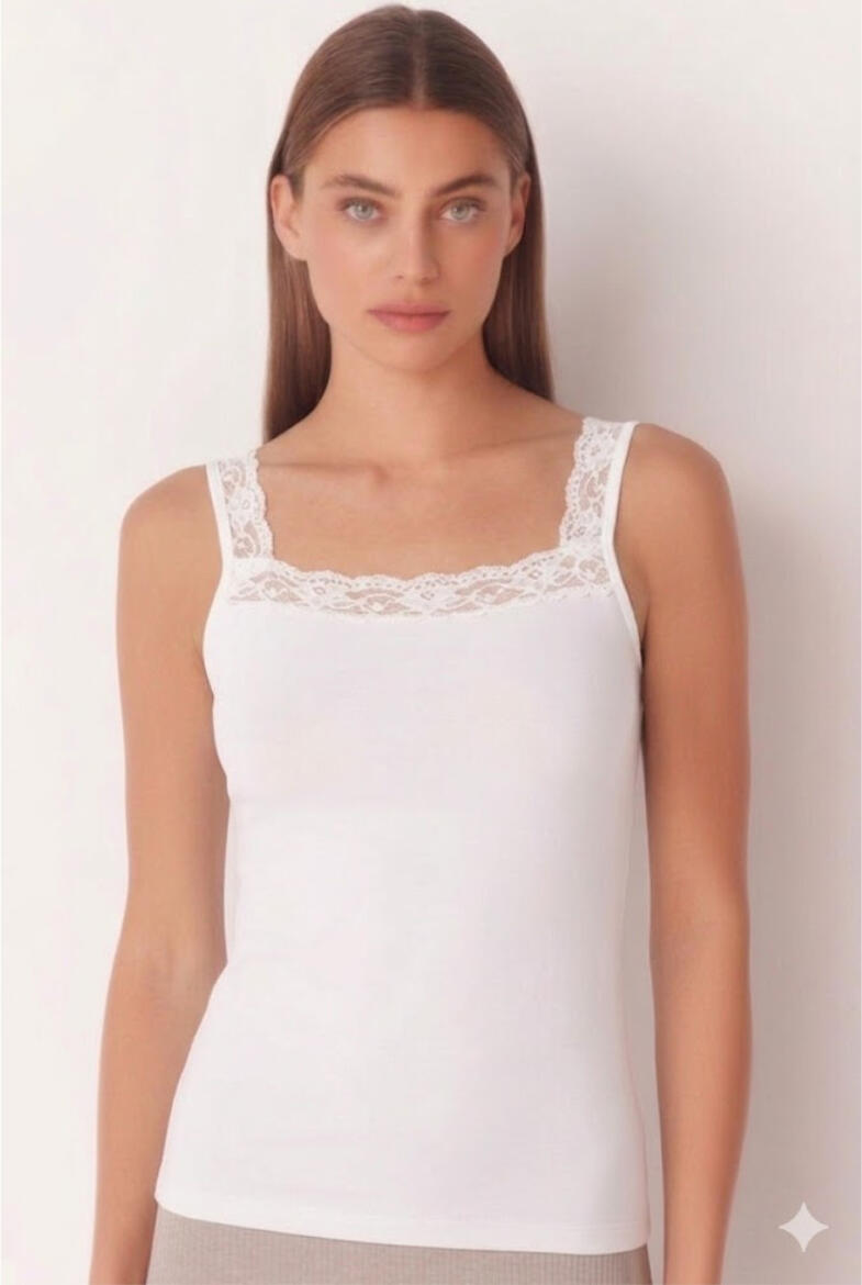 CANOTTA SPALLA LARGA PIZZO COTONE ELASTICIZZATO Gruppo Maccarrone Ingrosso Abbilgiamento e Biancheria