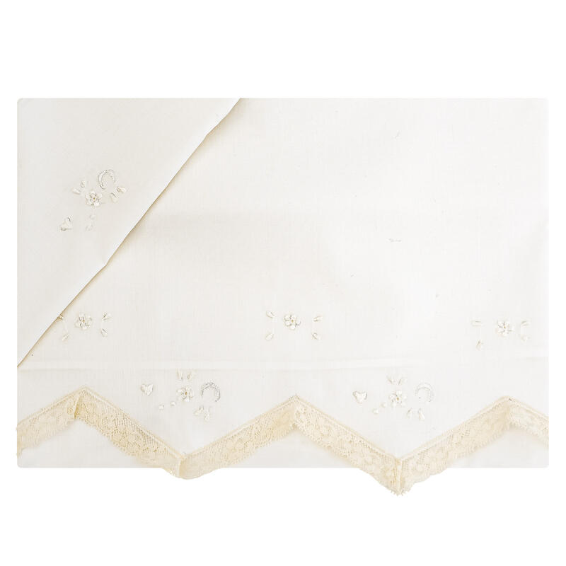 LENZUOLINO CULLA RICAMO A MANO E PIZZO VALENCIENNES Gruppo Maccarrone Ingrosso Abbilgiamento e Biancheria