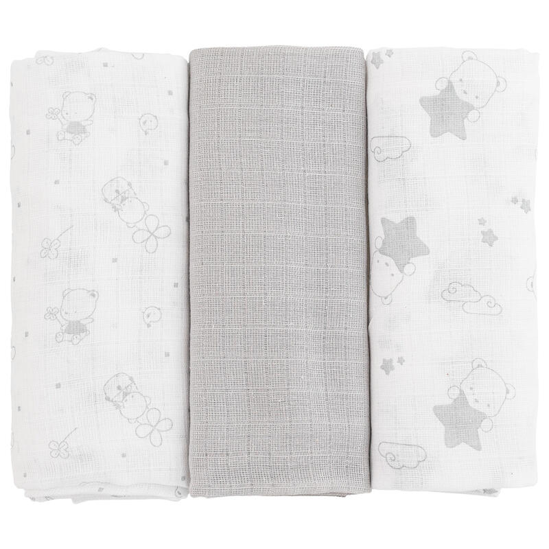 SET 3 QUADRATI DI GARZA 100% COTONE 70x70 CM COLORI NEUTRI Gruppo Maccarrone Ingrosso Abbilgiamento e Biancheria